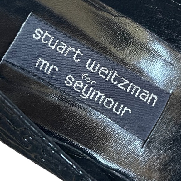 Stuart Weitzman Vintage Black Leather & Fabric Classic Heels Size 9.5 - Picture 10 of 11